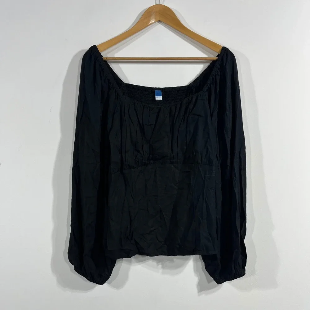 Old Navy Milkmaid Coquette Renfair Smocked Top Womens Large Whimsigoth Witchy